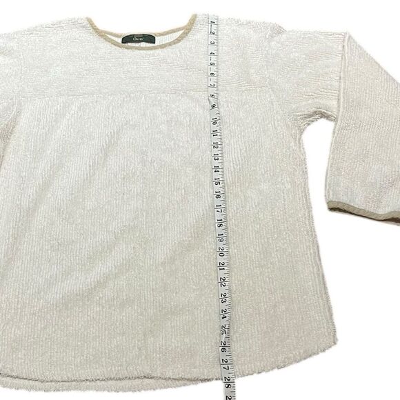 Orvis Vintage Women’s Terrycloth Textured Cream Long Sleeve Pajama Top, Size M - Picture 4 of 5